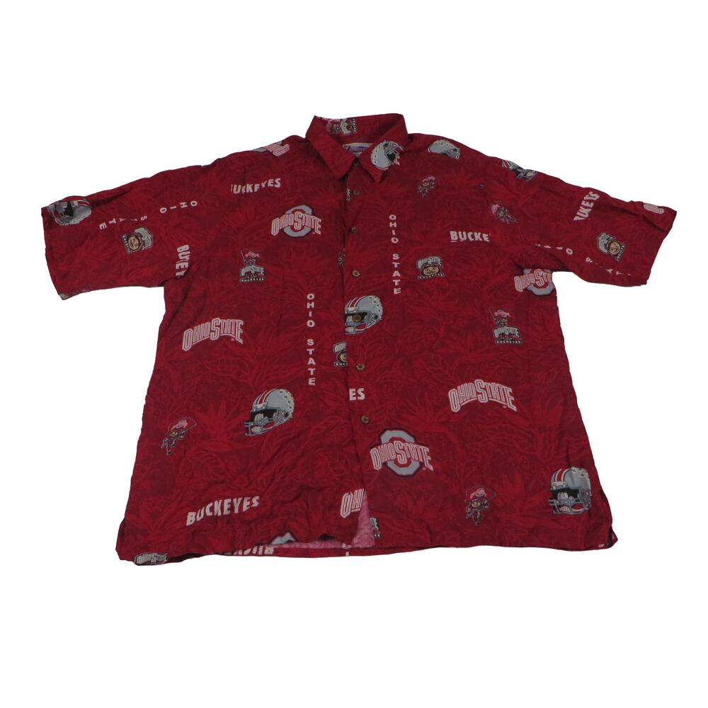 Ohio State Buckeyes Vintage Reyn Sports Hawaiian Button Up Camp Shirt Mens Large